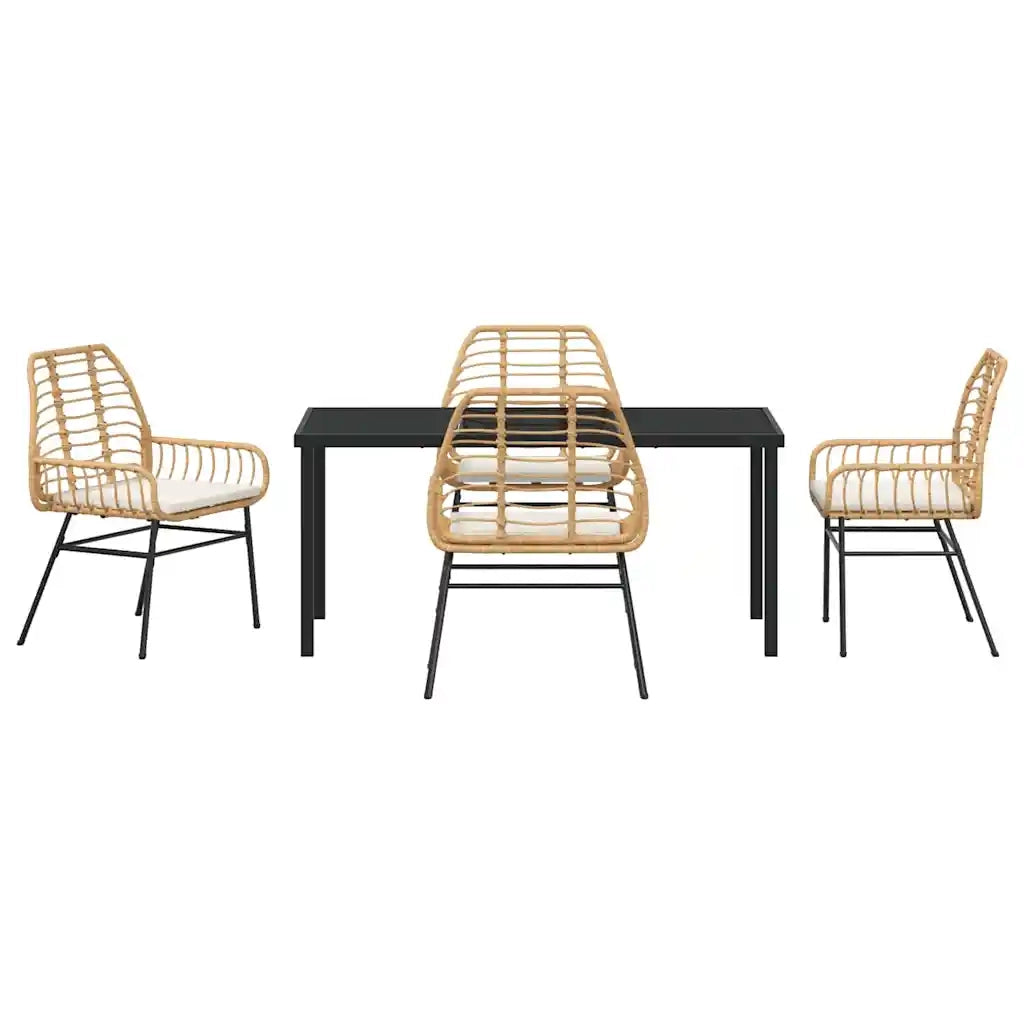 Set da Pranzo per Giardino 5 pcs Marrone polyrattan 3380865