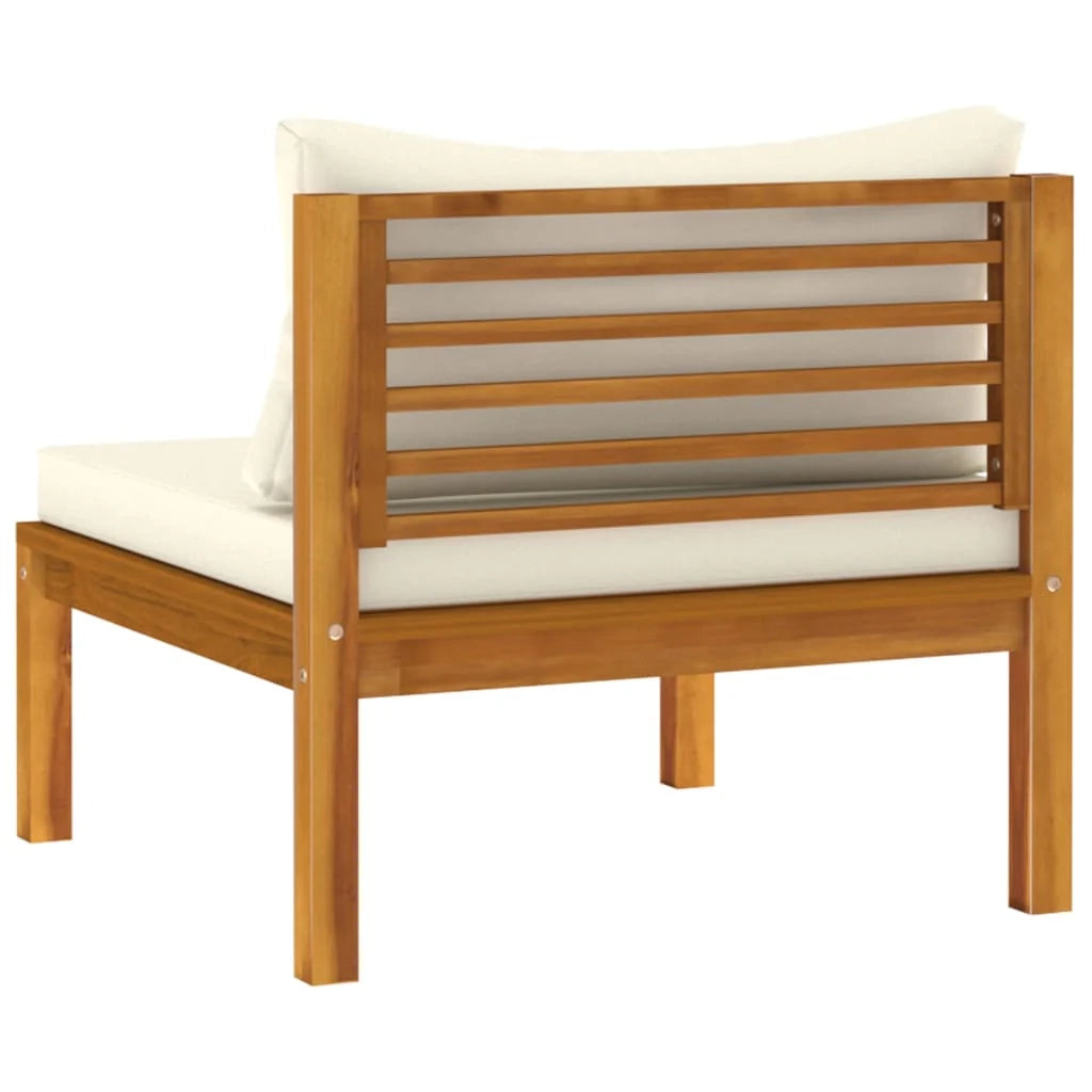 Divano da giardino mobili da esterno 4 posti e cuscino color crema legno massello di acacia 02_0013245