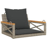 Panca da Giardino | Panchina Dondolo con Cuscini Grigia 63x62x40 cm in Polyrattan