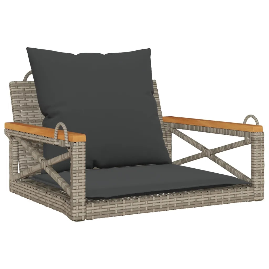Panca da Giardino | Panchina Dondolo con Cuscini Grigia 63x62x40 cm in Polyrattan