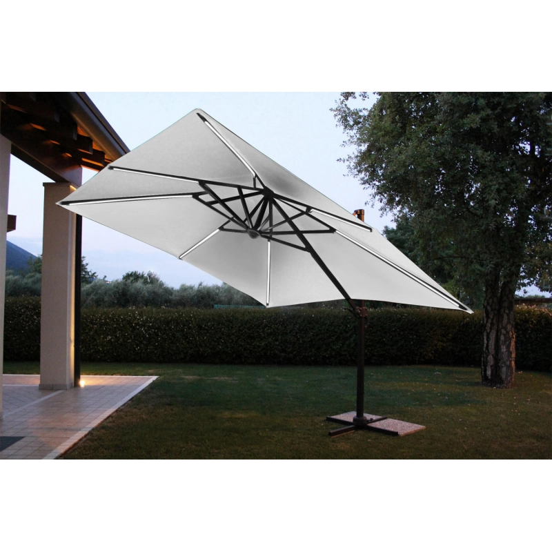 OMBRELLONE CON LED 3 X 4 PITAGORA ANTRACITE TELO GRIGIO