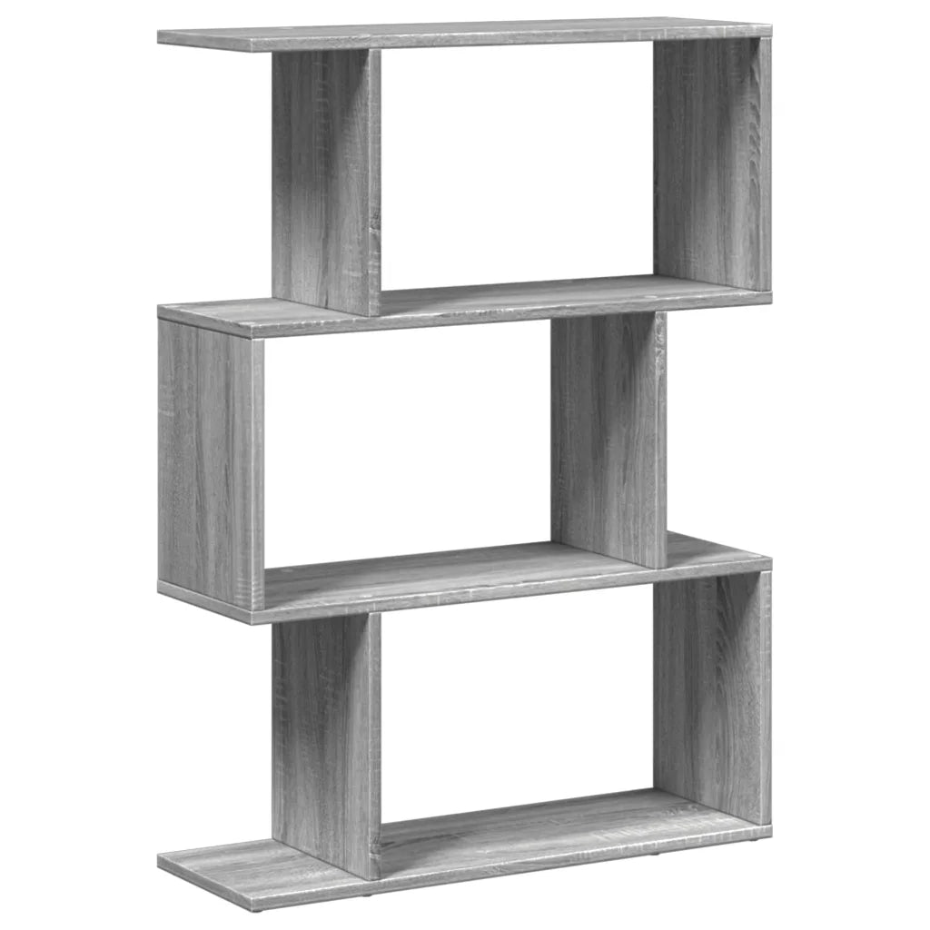 Libreria Divisorio 3 Piani-Scaffale per Libri-Mobile di Stoccaggio Grigio Sonoma 70x24x97 cm Truciolato