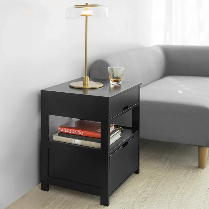 Comodino Camera da Letto con 2 cassetti L45*P38*A50 cm, FRG258-SCH