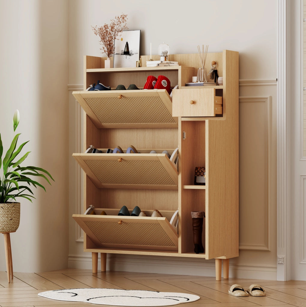 Scarpiera salvaspazio in MDF naturale 90x125x17 cm