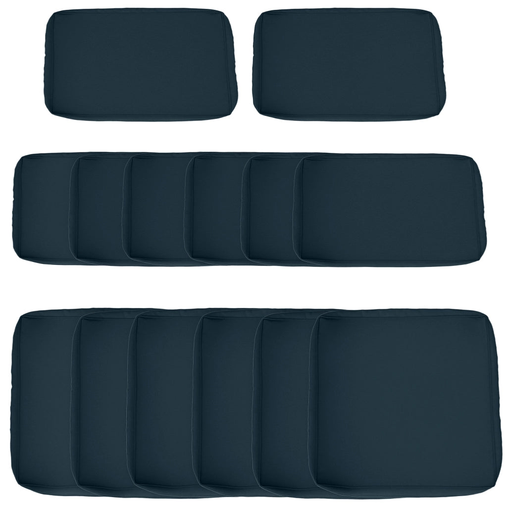Set di 14 Fodere per Cuscini Divano da Giardino ¨C zephmum ¨C Blu, 6 Fodere per Seduta e 8 per Schienale