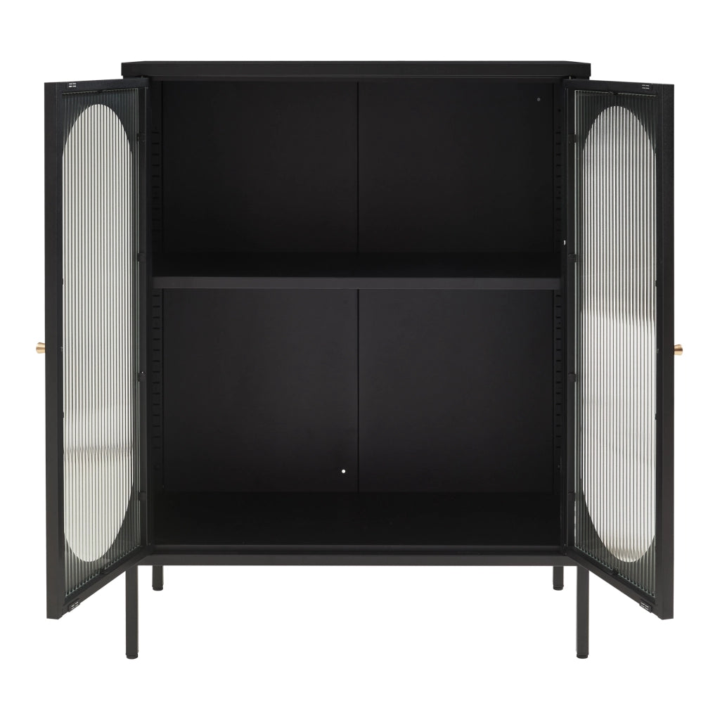 Armadietto Karlskrona in Acciaio con Ante in Vetro 102x80x40 cm Nero [en.casa]