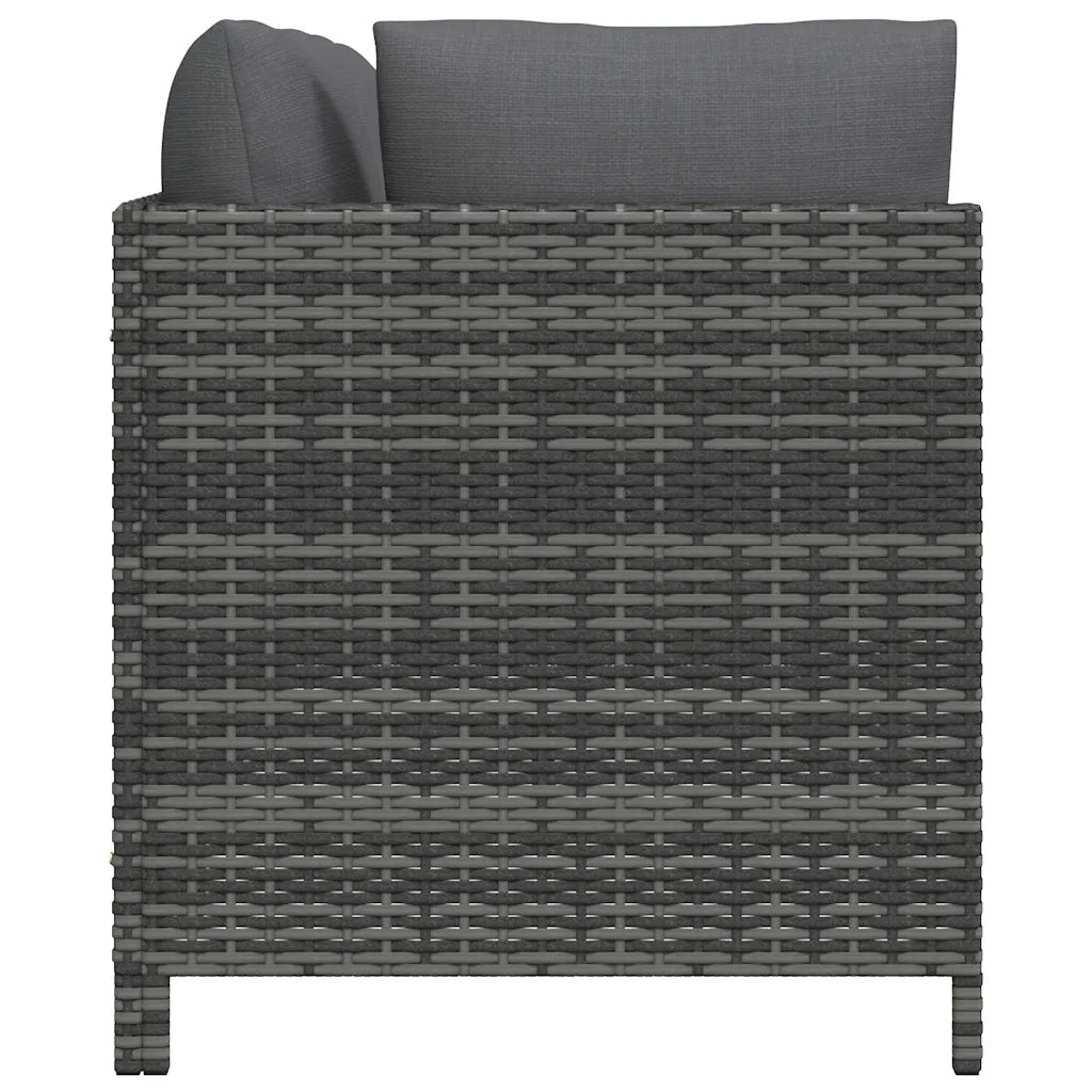 Divano da Giardino a 4 Posti con Cuscini-Sofa da Giardino-Divano da esterno in Polyrattan Grigio