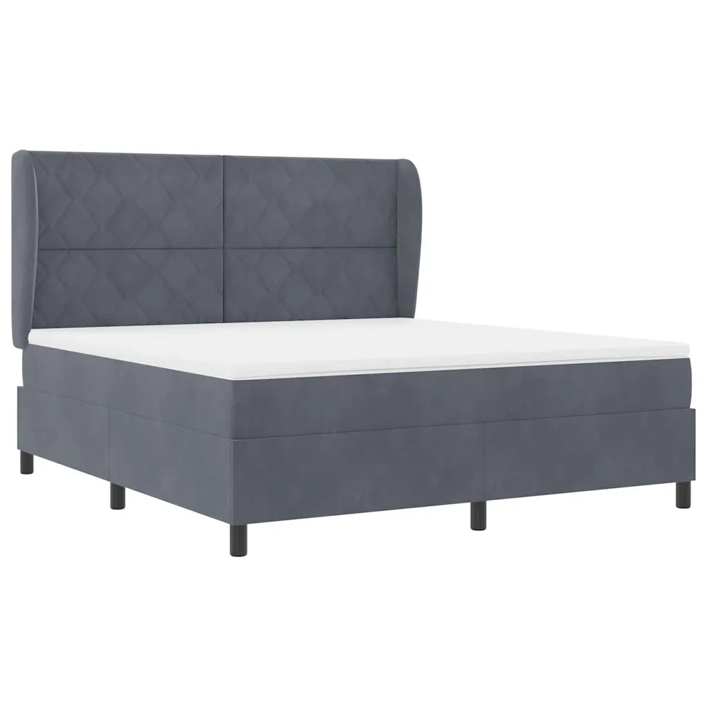 Letto a molle con materasso Grigio scuro 200 x 180 cm Velluto 3340995