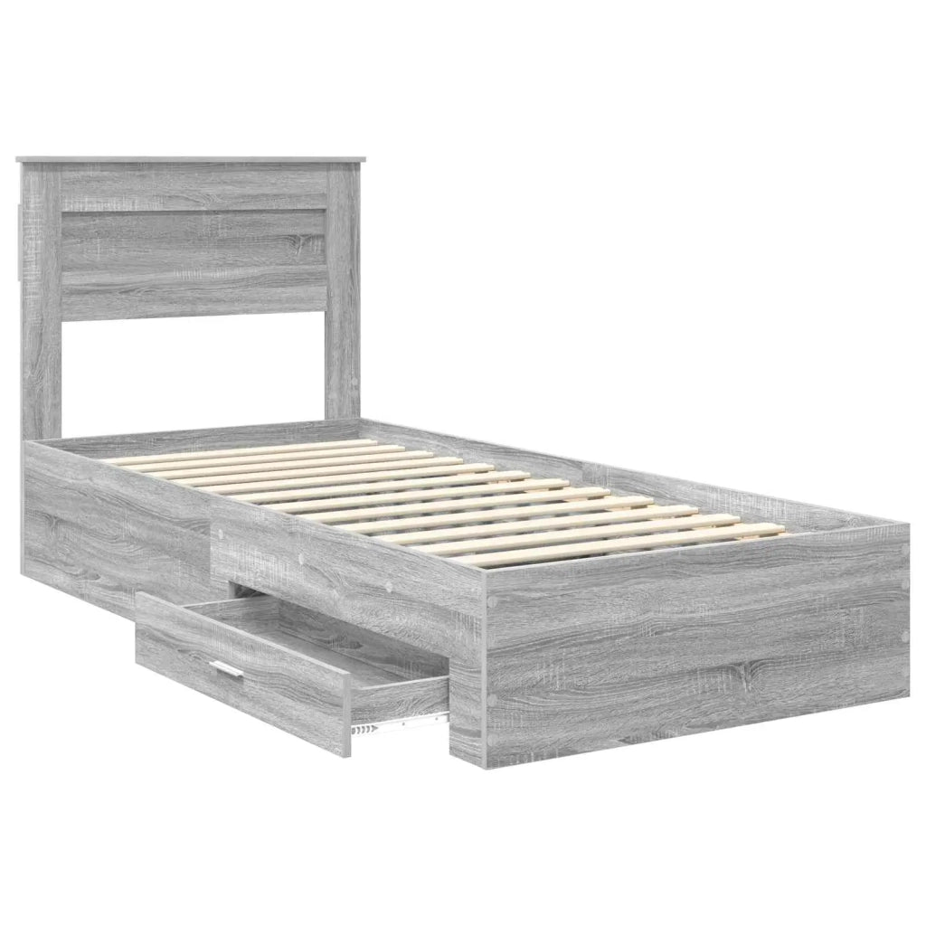 Struttura del letto Grigio Sonoma e Argento 75 x 190 cm 3410047