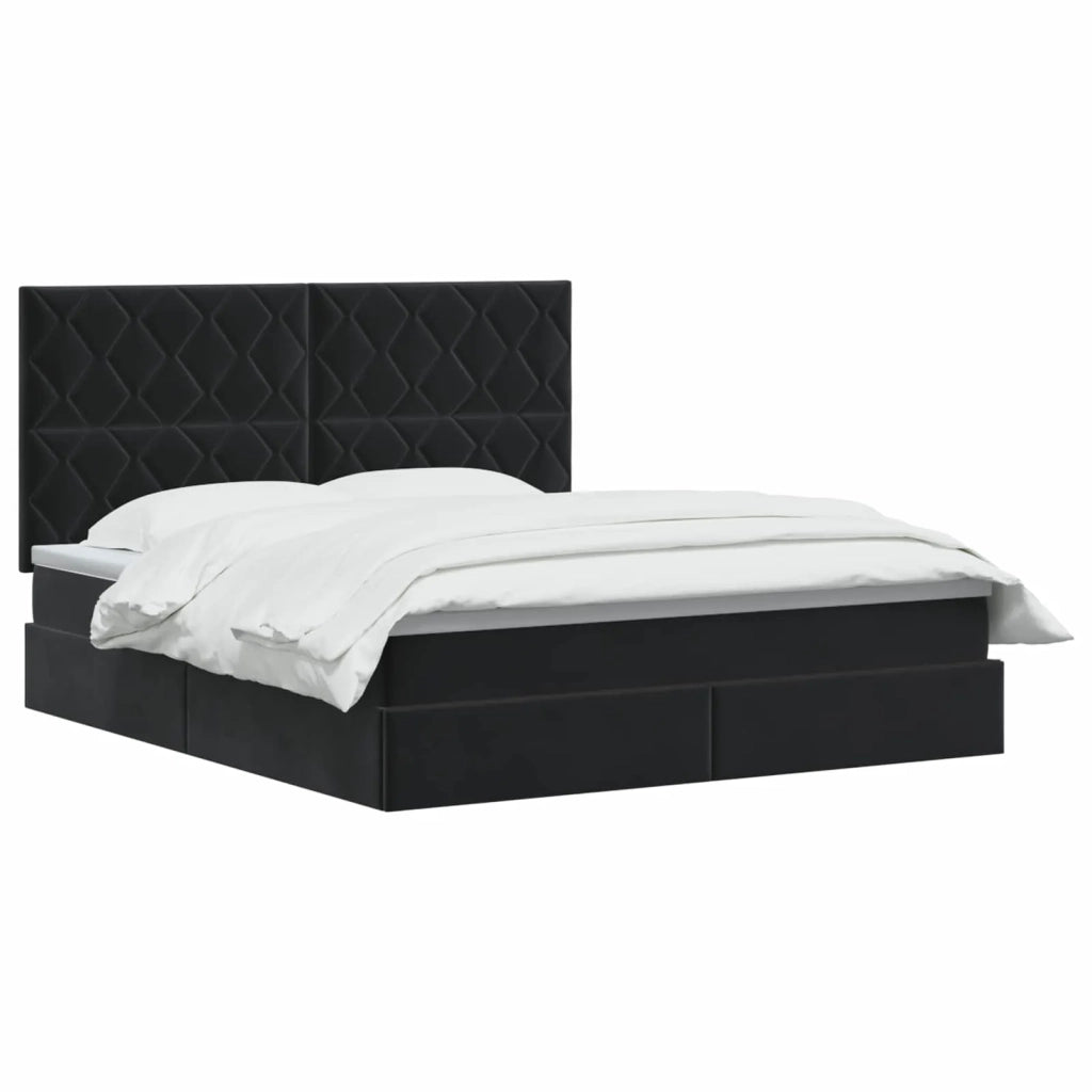 Letto con contenitore e materasso Nero 160 x 200 cm Velluto 3459761