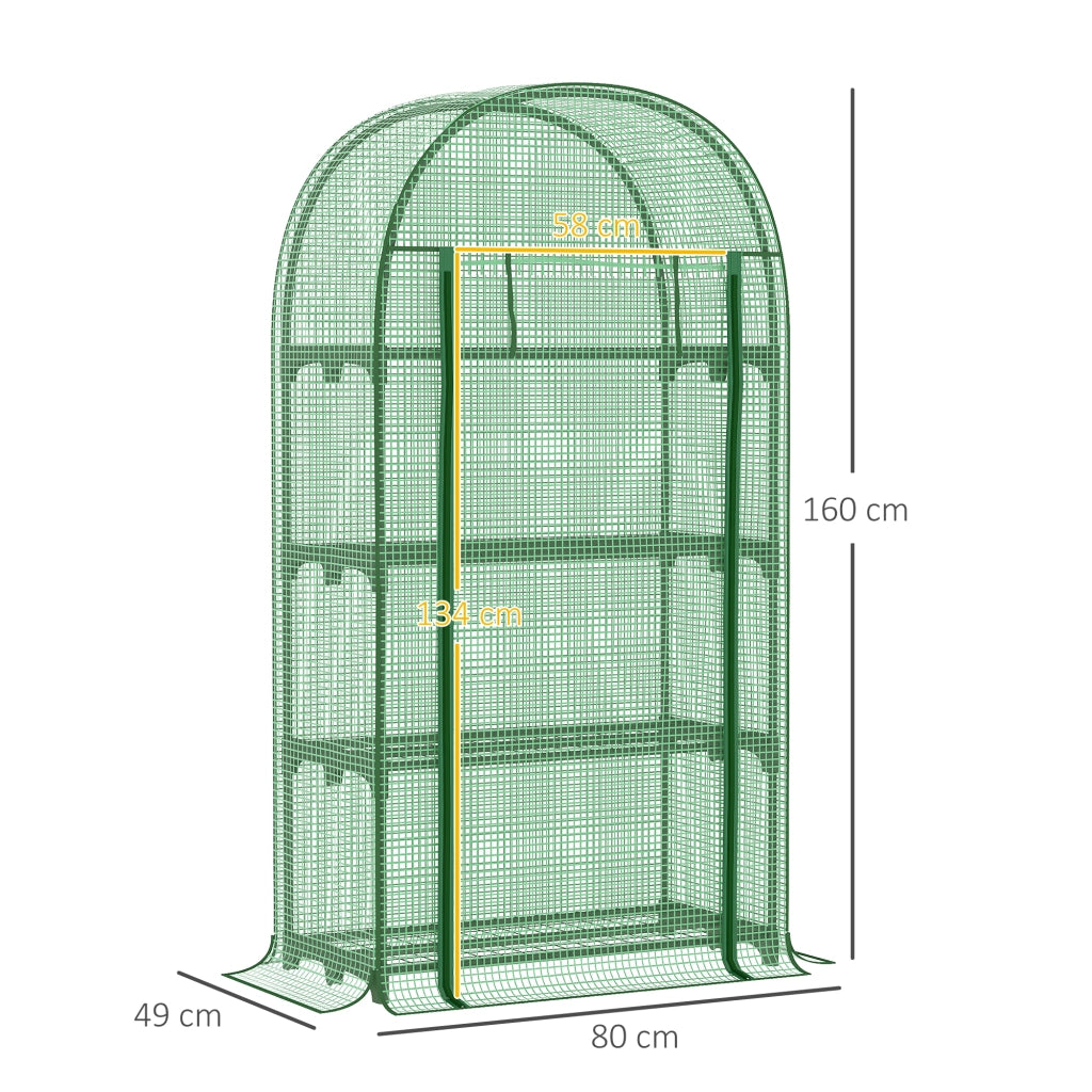 Serra da giardino e balcone ¨C zephmum ¨C verde, 4 ripiani, copertura in PE, 80x49x160 cm