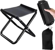 Sedia da campeggio - Sedia pieghevole trasportabile - 1 pezzo - Mini sedia pieghevole e sedia leggera - Sedia pieghevole per viaggi, escursioni, giardino, pesca, barbecue, spiaggia - con tasca di stoccaggio - Nero - 23 x 26 x 31 cm