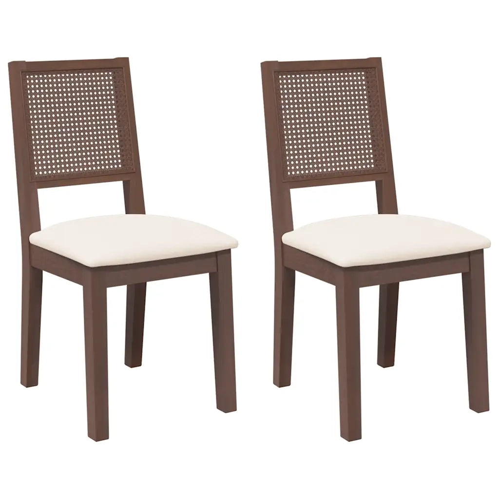 Sedie da Pranzo con Cuscini 2pz Marrone Legno Massello di Hevea 4102476