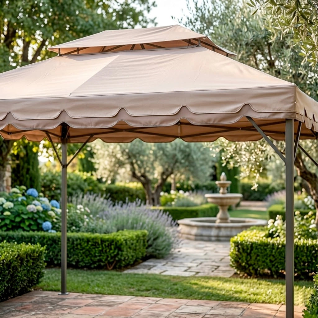 Telo Di Ricambio Per Gazebo Impermeabile In PVC Con Air Vent E Zanzariera Integrata Resistente A Sole Pioggia Vento E Intemperie Per Giardino Patio Outdoor 3 X 4 M Beige