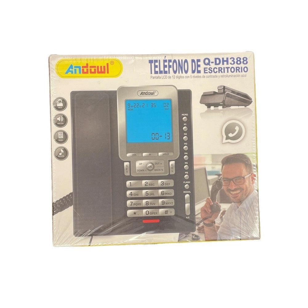Trade Shop - Telefono Fisso Con Cavo Q-dh388 Display Lcd A 12 Cifre Scrivania Ufficio Casa -