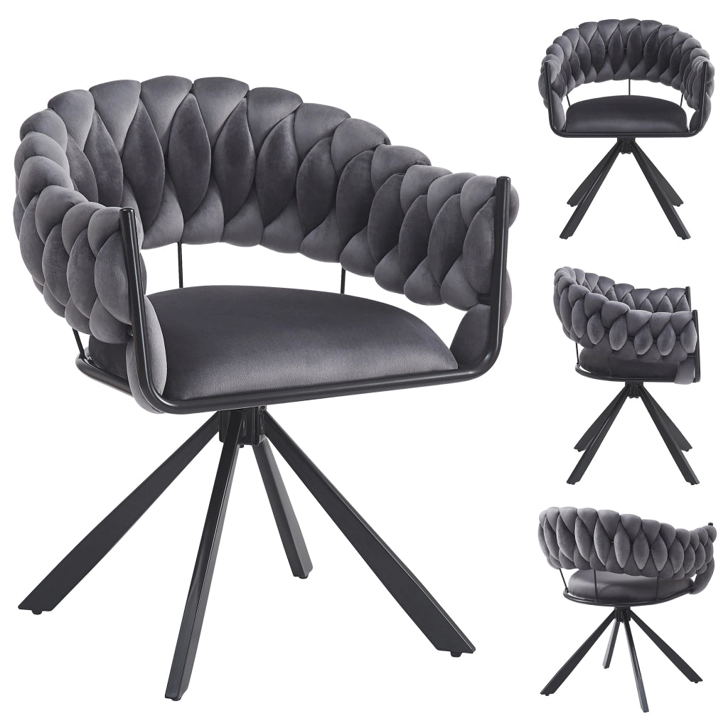 Sedie da Pranzo in Velluto con Gambe in Metallo ¨C Xylo ¨C Grigio, Set 4 Pezzi
