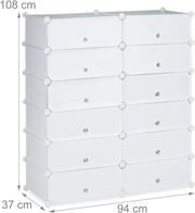 Scarpiera/mobile contenitore con 12 scomparti per 24 paia di scarpe bianco 13_0001634_2
