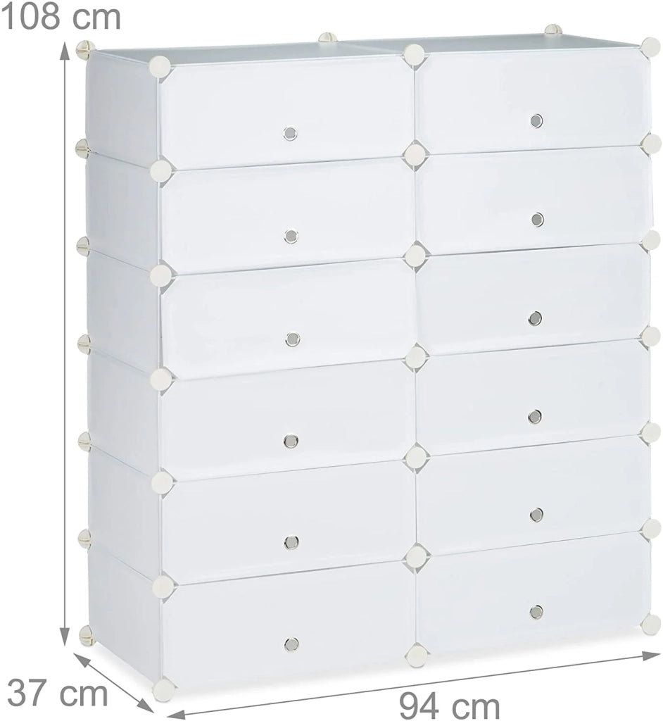 Scarpiera/mobile contenitore con 12 scomparti per 24 paia di scarpe bianco 13_0001634_2