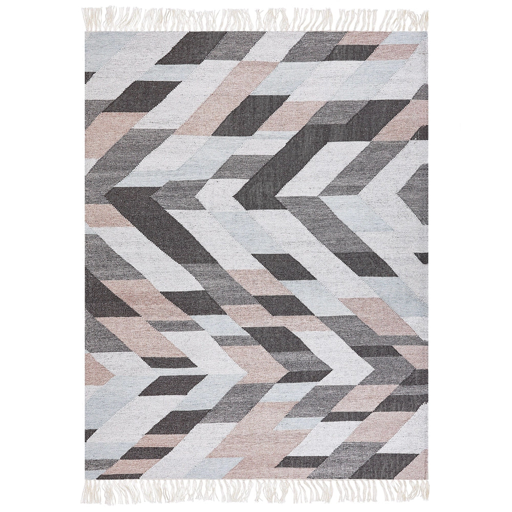 Tappeto di iuta multicolore 160 x 230 cm fatto a mano con nappe stile boho soggiorno camera da letto
