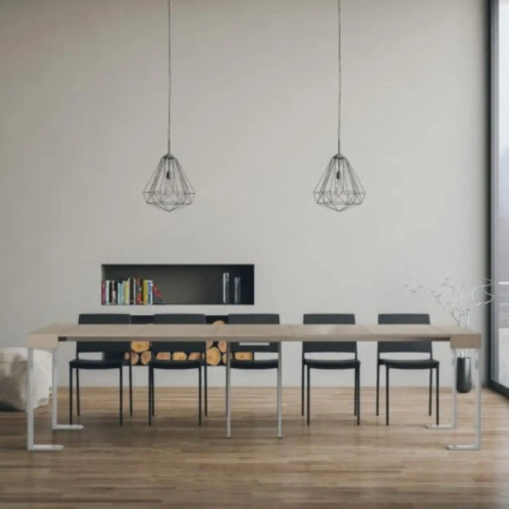 Consolle allungabile 90x40/300 cm Tecno cashmere gambe bianche