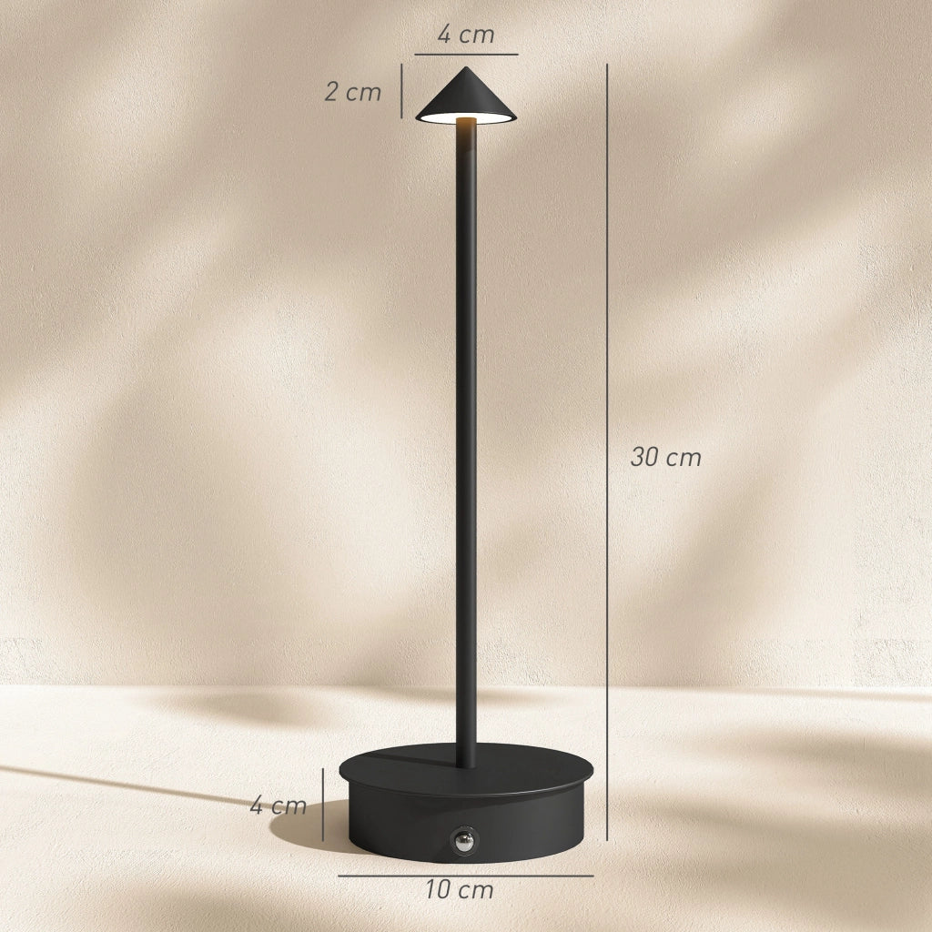 Lampada da Tavolo Touch Luce Led 3 Tonalità Ricaricabile con USB in Acciaio Nero