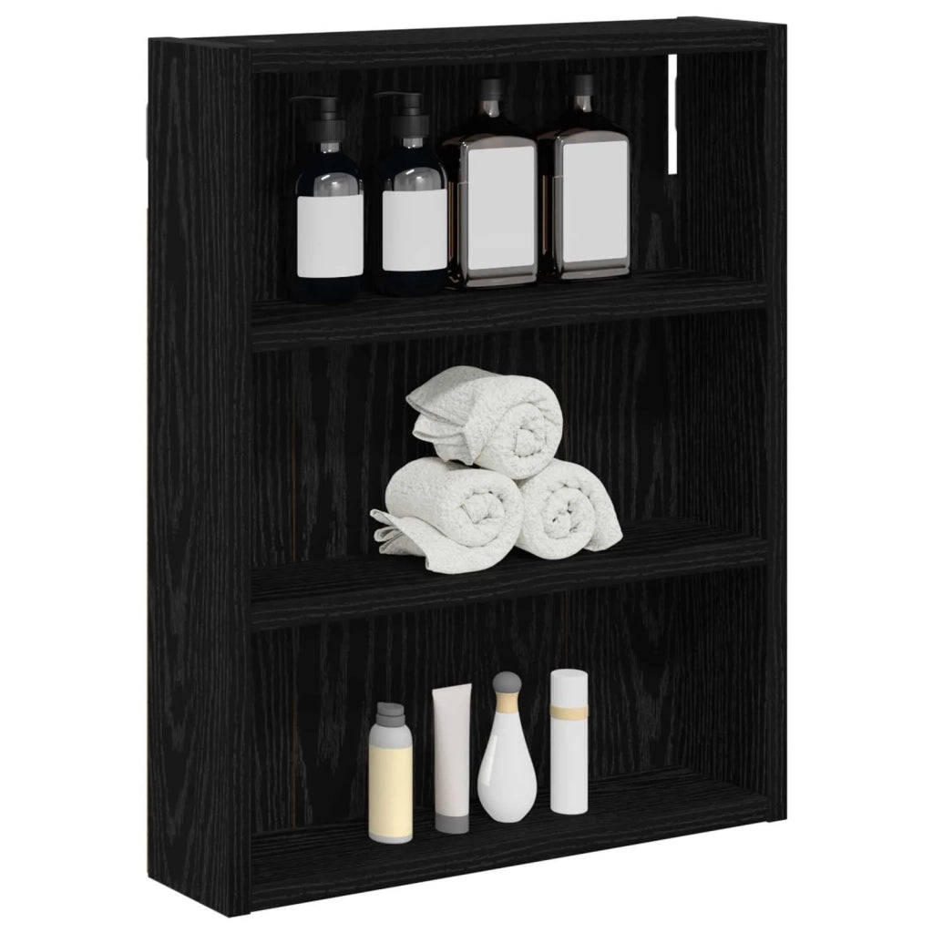 Armadio da bagno a muro Rovere Nero 40 x 10 x 50 cm 889344