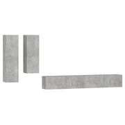Set di mobili da 4 pezzi tra cui armadio credenza mobile TV televisore per soggiorno camera da letto salotto legno ingegnerizzato grigio 02_0024698