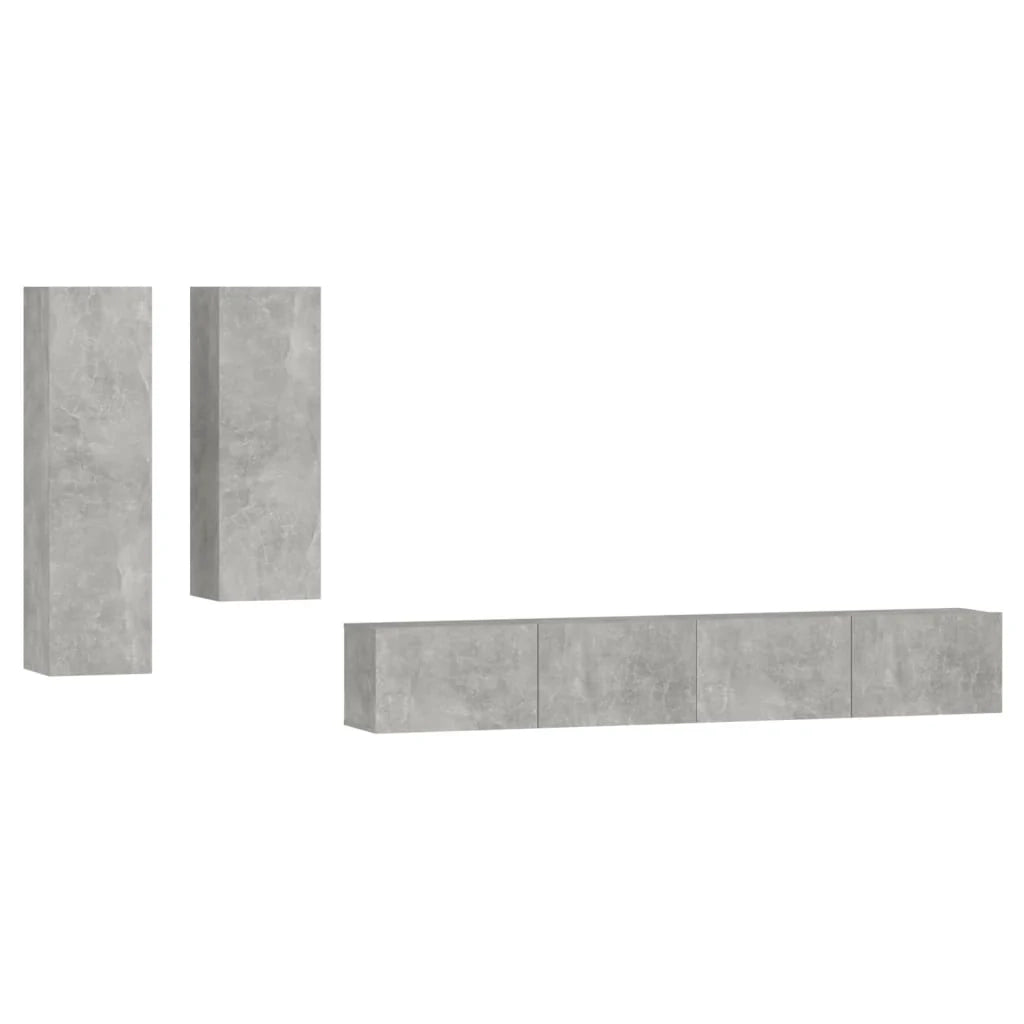 Set di mobili da 4 pezzi tra cui armadio credenza mobile TV televisore per soggiorno camera da letto salotto legno ingegnerizzato grigio 02_0024698