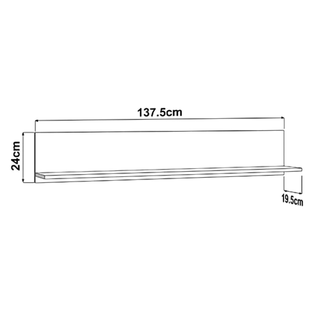 Rasun, Mensola un Ripiano, 138x20x24h cm Bianco Crema