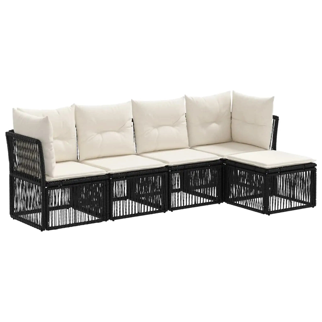 Set Divano da Giardino 5 pcs Nero polyrattan 3434203