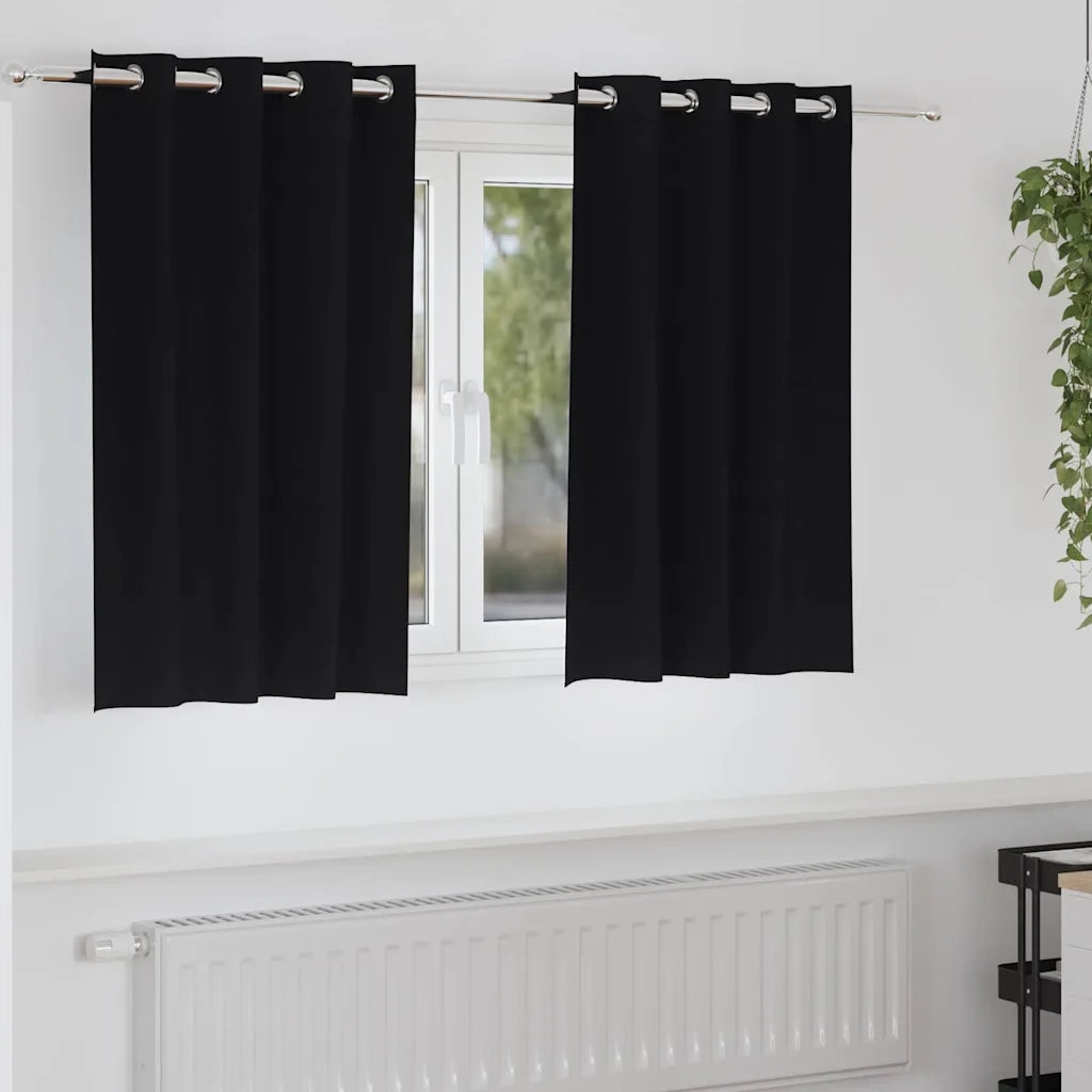 vidaXL Tende con tende 2 pcs Nero Poliestere