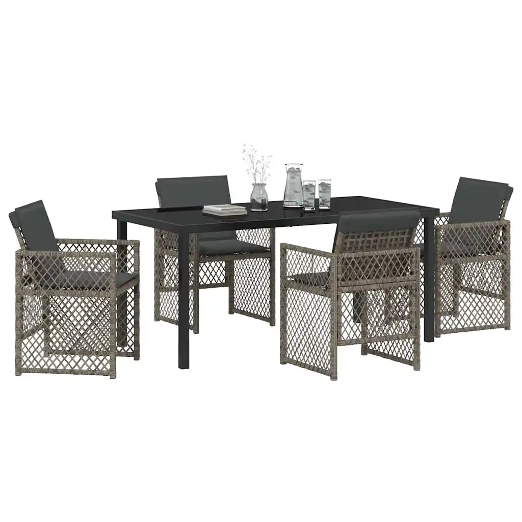 Set da Pranzo per Giardino 5 pcs Grigio polyrattan 3380627