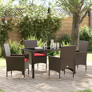Set di tavolo e sedie con cuscino 5 pcs Marrone Rattan in PE 3379823