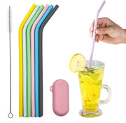 Riettes in Silicone 6 pezzi - Riette riciclabili - Riette sicure per alimenti - Riette flessibili - Con set di spazzole per pulizia - Diametro 0,8 cm, Altezza 25 cm - Riette per bere