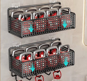 Opbergrek perpendicolare con ganci *2, opbergrek per la stanza da bagno, appoggio per la parete per accanto al water, senza bisogno di forare, contenitore di stoccaggio per il water/appoggio per appendere