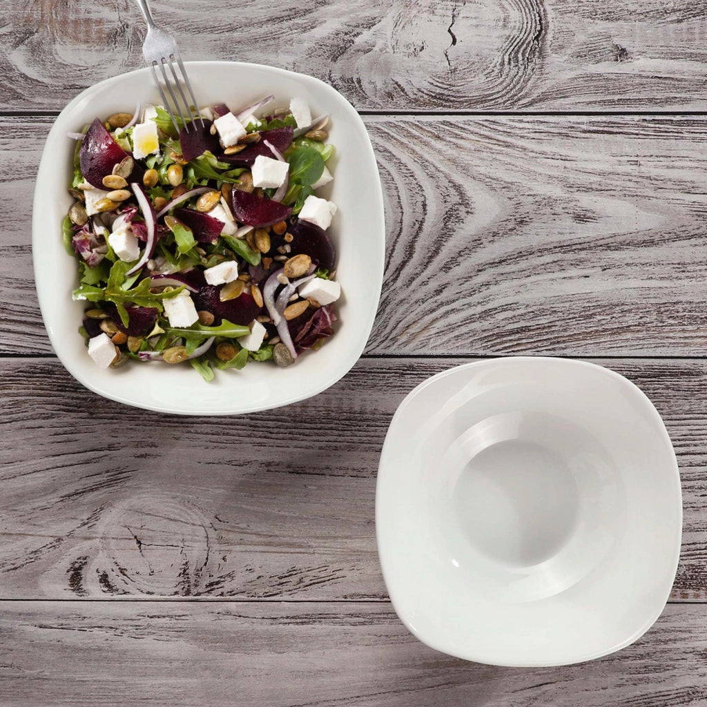 Ciotole da insalata KADAX da 19 cm in vetro, ideali per zuppe e snack, colore bianco, set da 3 pezzi.
