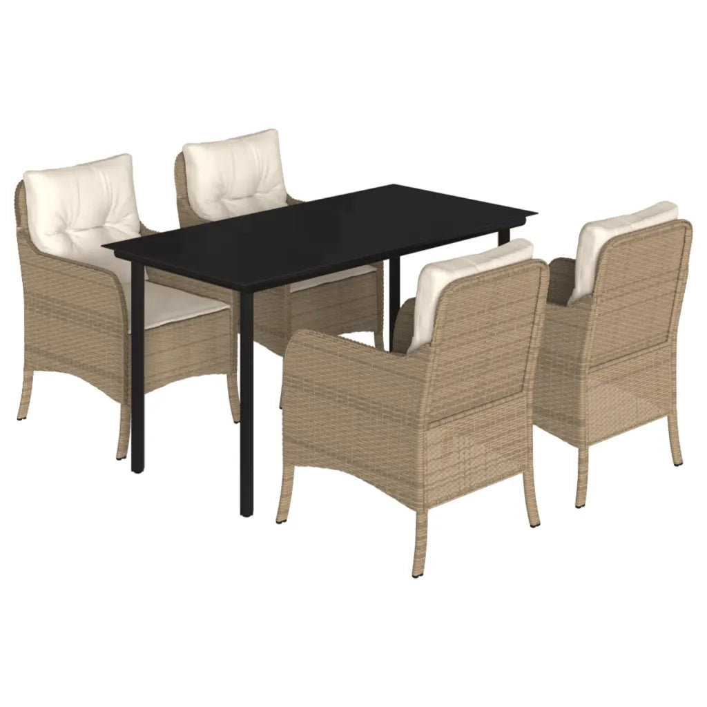 Set da Pranzo da Giardino 5 pz con Cuscini Beige in Polyrattan 3211971