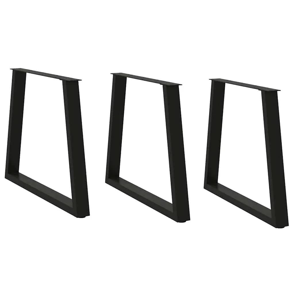 Set di 3 gambe per tavolo da pranzo a forma di V 80 x 72-73,3 cm con piedini regolabili stile moderno acciaio nero 02_0056876