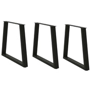 Set di 3 gambe per tavolo da pranzo a forma di V 80 x 72-73,3 cm con piedini regolabili stile moderno acciaio nero 02_0056876