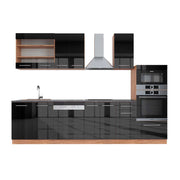Vicco Cucina componibile Antracite lucido/oro power oak 300 cm con armadio alto, PL Antracite