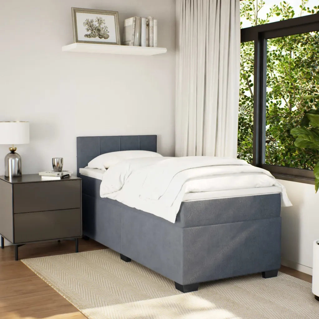vidaXL Giroletto a Molle con Materasso Grigio Scuro 80x200 cm Velluto