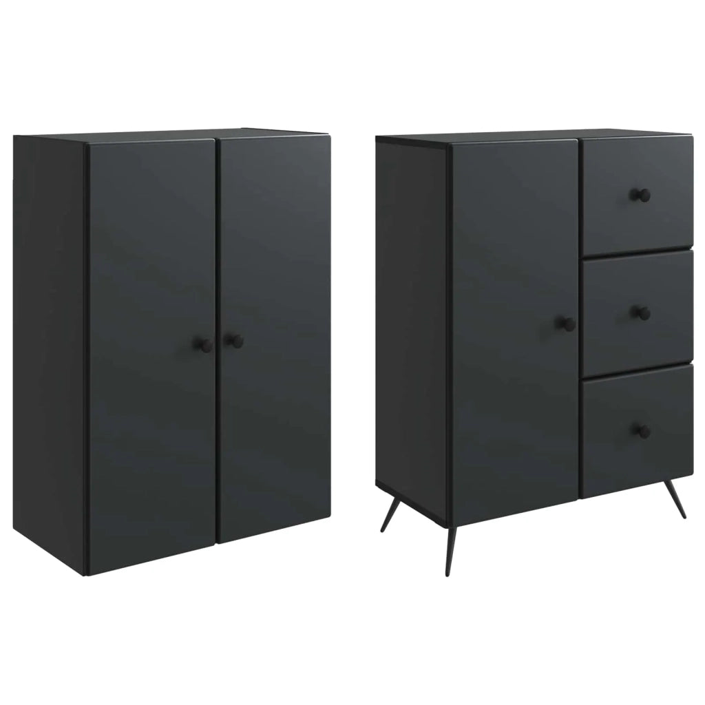 Set di armadi 2 pcs Nero Legno ingegnerizzato