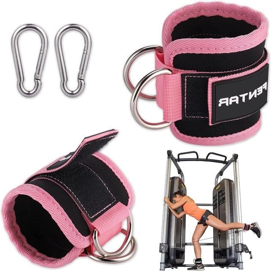 Cinturini di resistenza per macchina per esercizi - cinturini di resistenza per allenamento comodi - due anelli D - cinturino di attrito - rosa