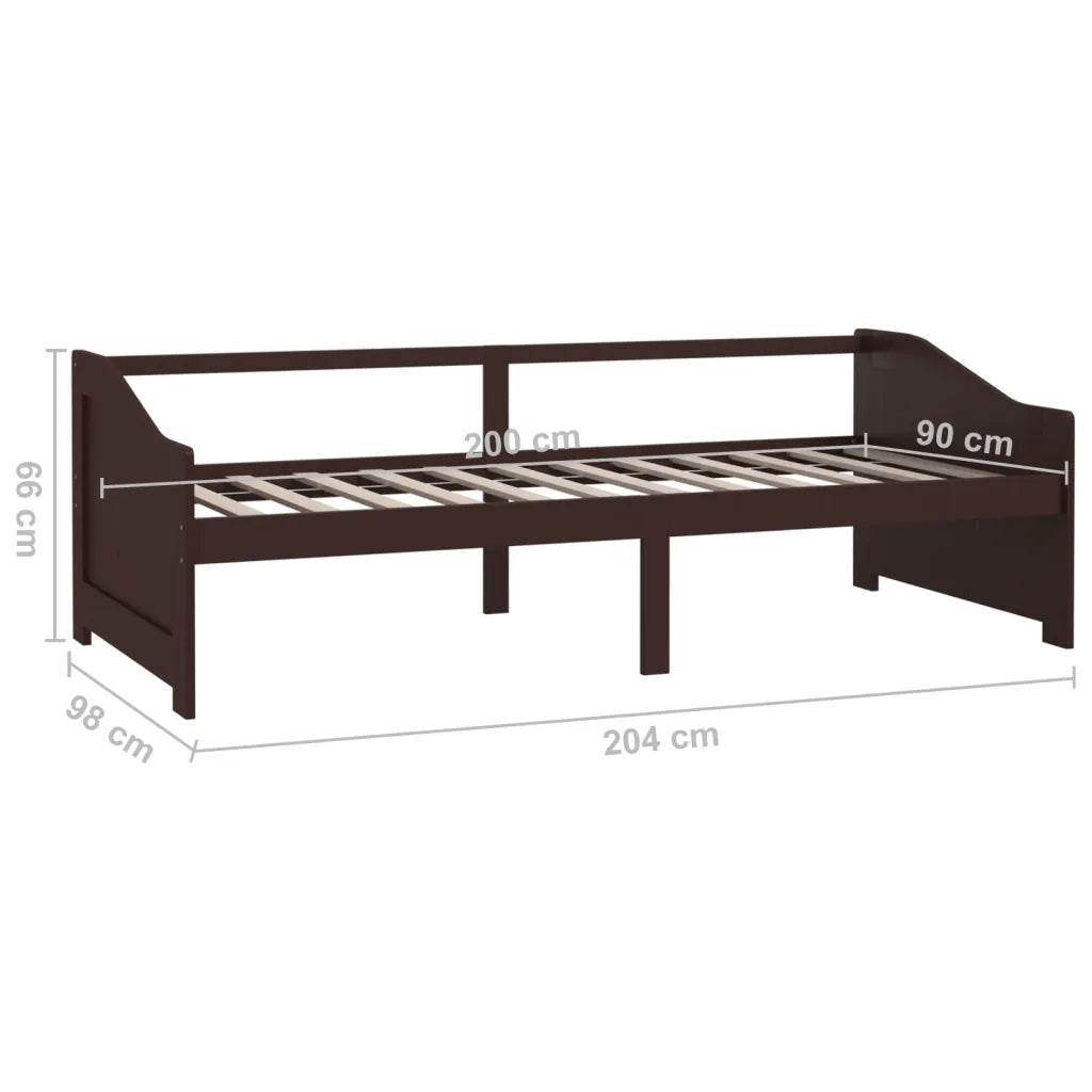 Divano Letto a 3 Posti-Sofa Letto 3 Posti-Daybed Marrone Scuro Massello di Pino 90x200cm