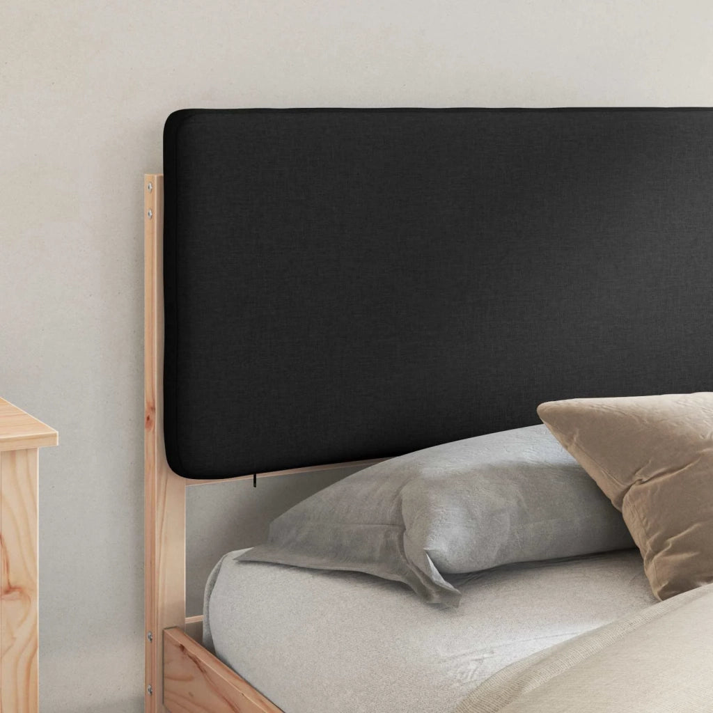 Letto con Testiera Rivestita Nero 200 x 200 cm Pino massello 3405564
