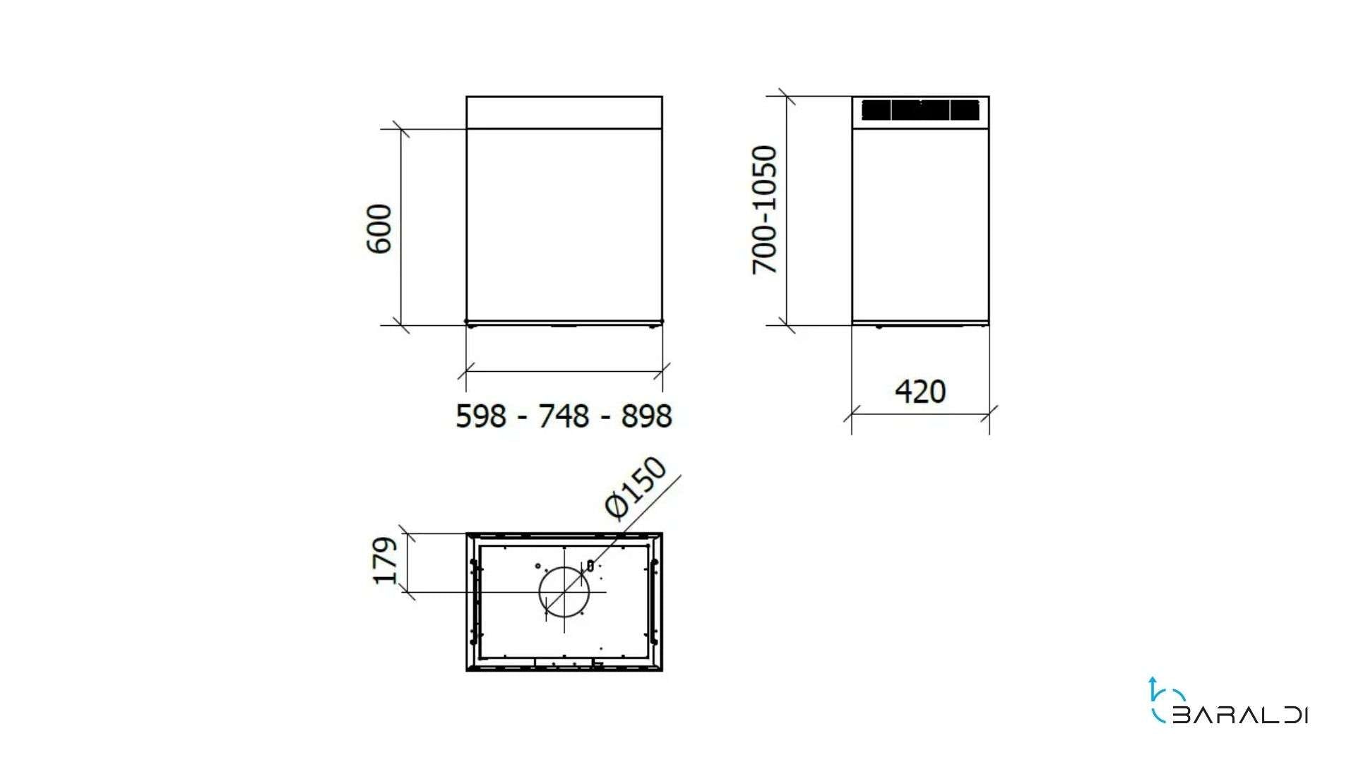 Cappa a parete GINZA PARETE cm 90 - Inox - 900 m3/h