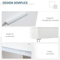 Scrivania Angolare Moderna in Legno con Cassetto, Armadietto e Mensole, Arredamento per Ufficio e Casa, Bianco