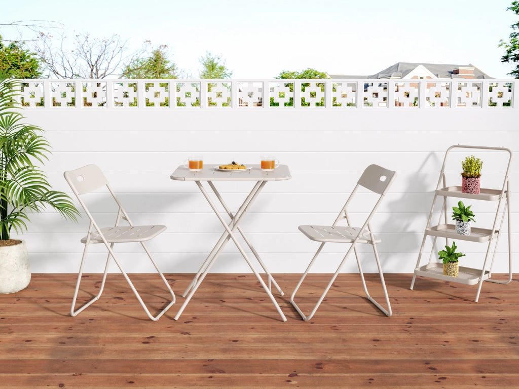 SET BISTRO PIEGHEVOLE 3 PEZZI 60x60x73 cm Acciaio Beige