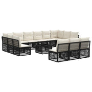 Set Divano da Giardino 14 pcs Nero polyrattan