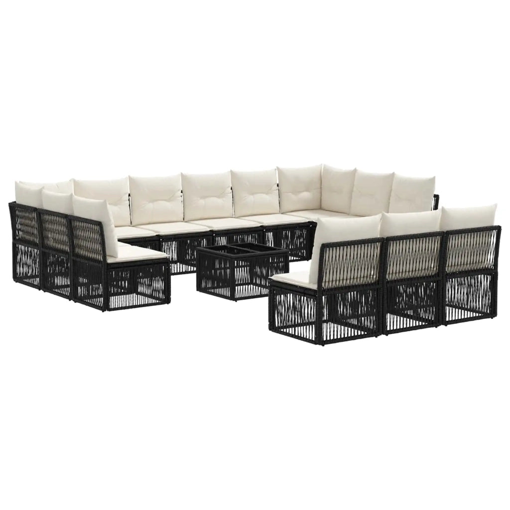 Set Divano da Giardino 14 pcs Nero polyrattan
